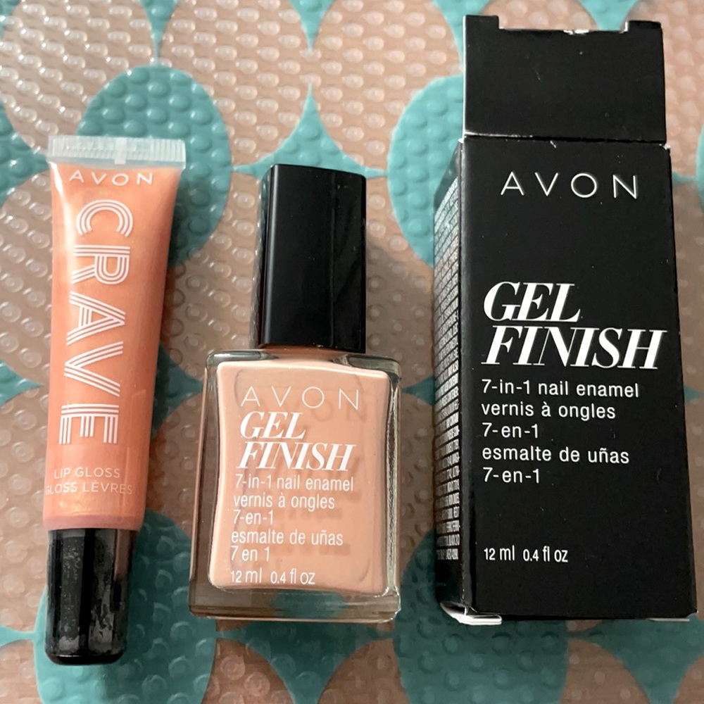 BNIB. Avon 7 in 1 gel finish nail enamel & Avon Crave lip gloss. $13 for both.